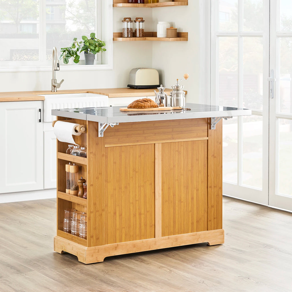 Îlot de cuisine sur roulettes extensible naturel Alcovea