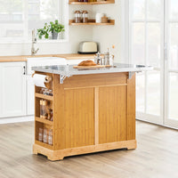 Îlot de cuisine sur roulettes extensible naturel Alcovea