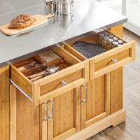 Îlot de cuisine sur roulettes extensible naturel Alcovea
