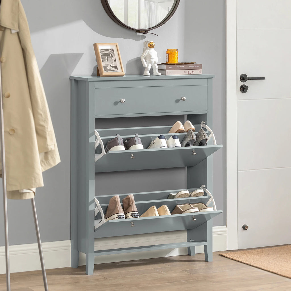 Meuble à chaussures avec tiroirs gris clair 80x108x25cm Alcovea