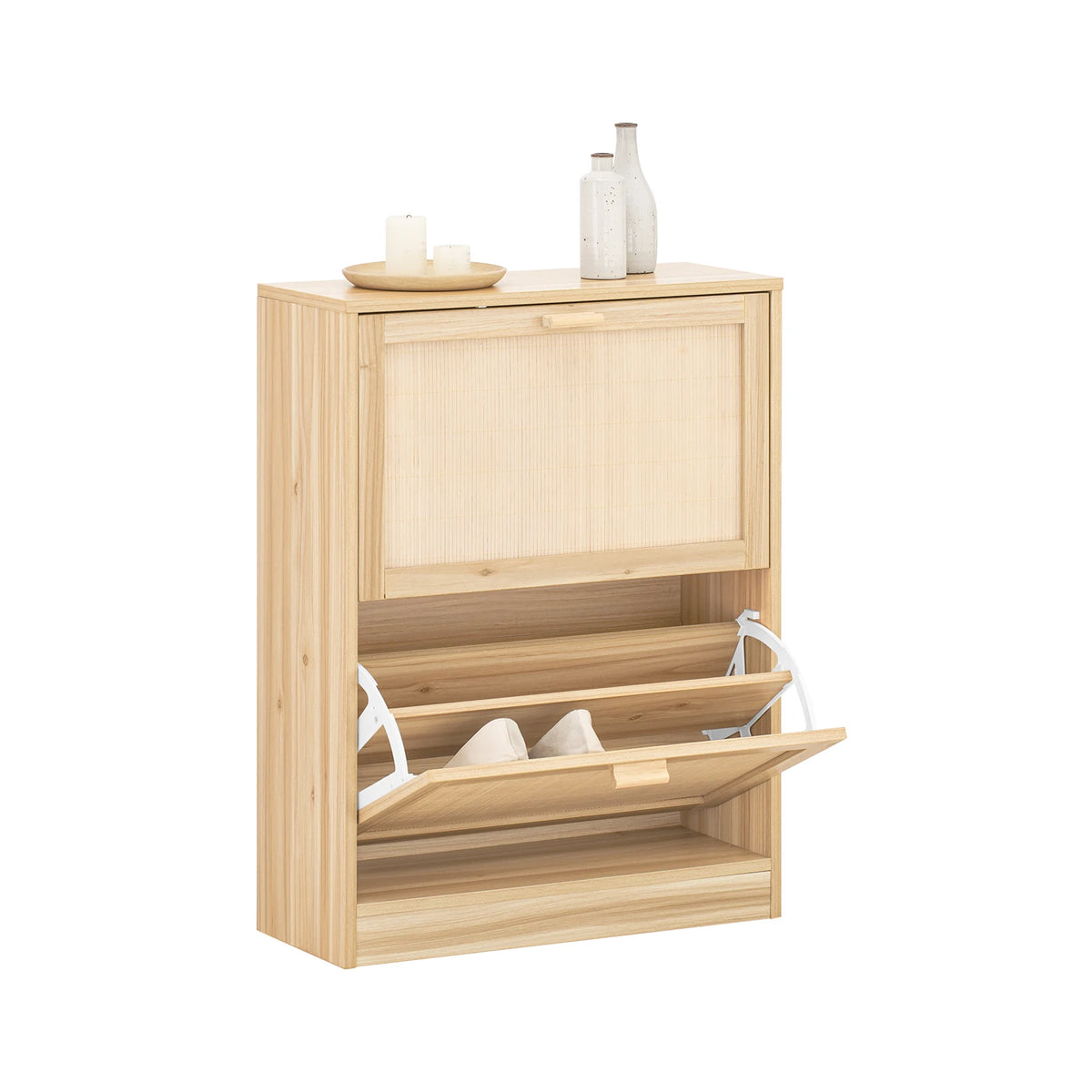 Meuble à chaussures en bois étroit avec tiroirs Alcovea