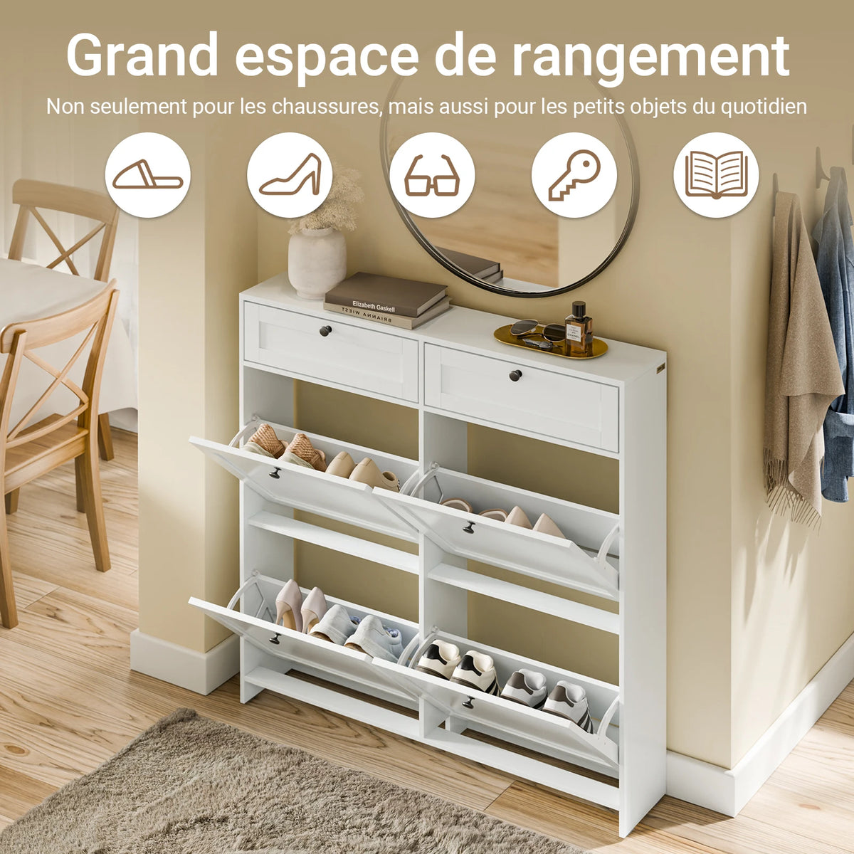 Meuble à chaussures étroit moderne avec rangement Alcovea