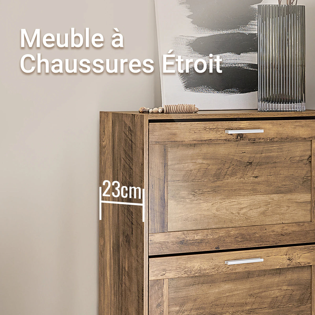 Meuble à chaussures étroit vintage Alcovea