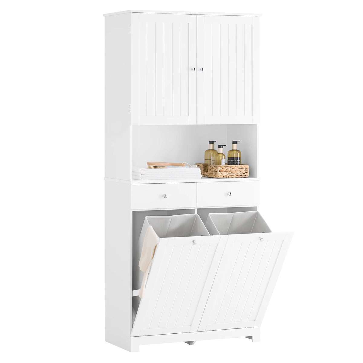 Meuble à linge avec 2 tiroirs, étagères et paniers Alcovea