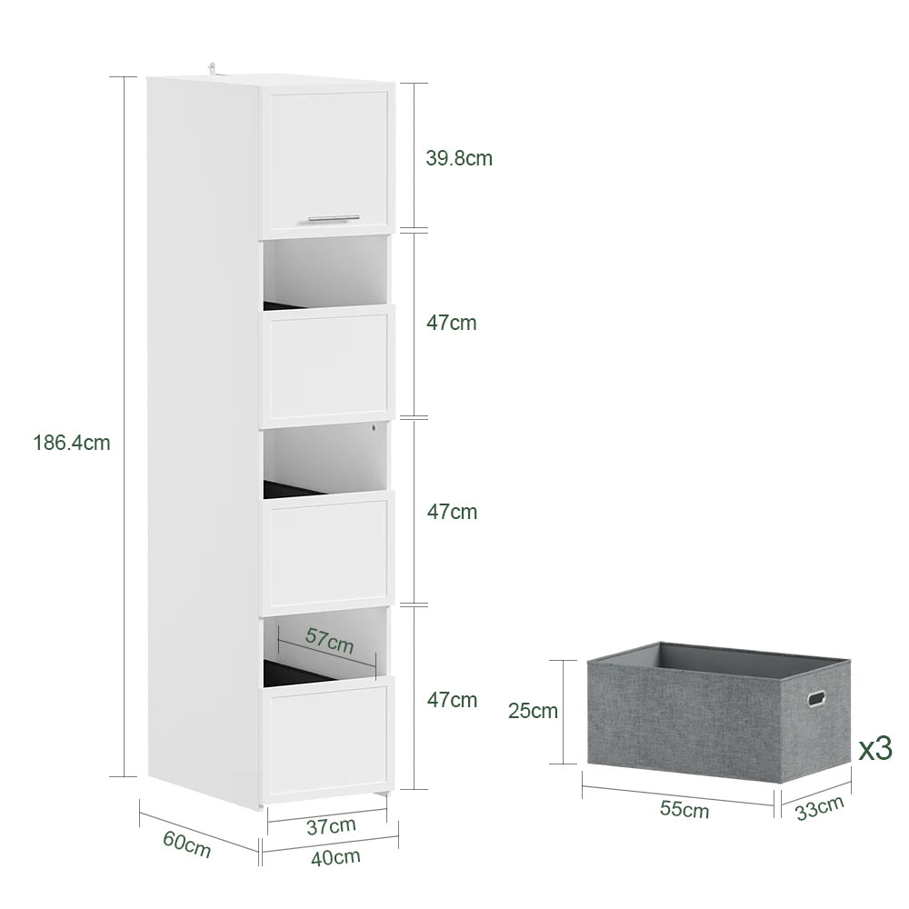 Meuble à linge étroit avec 4 portes Alcovea