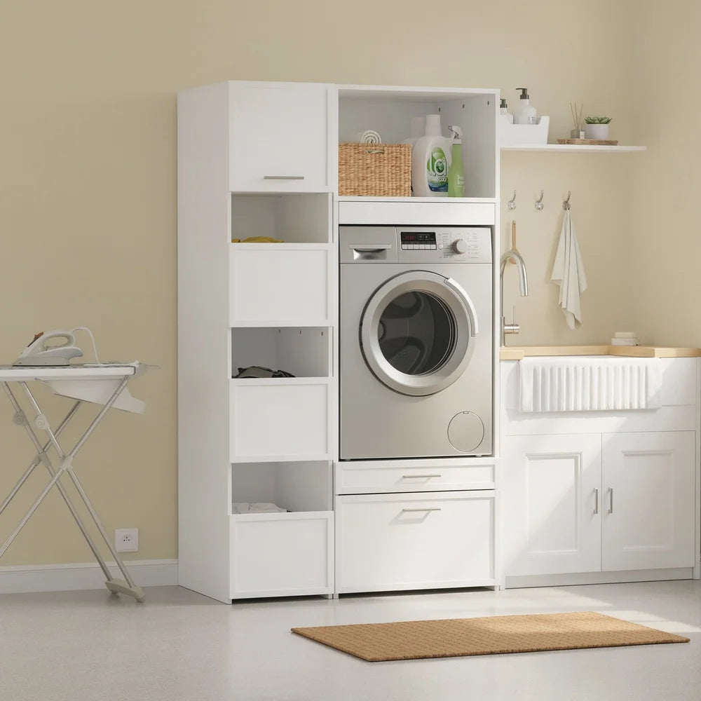 Meuble à linge étroit avec 4 portes Alcovea