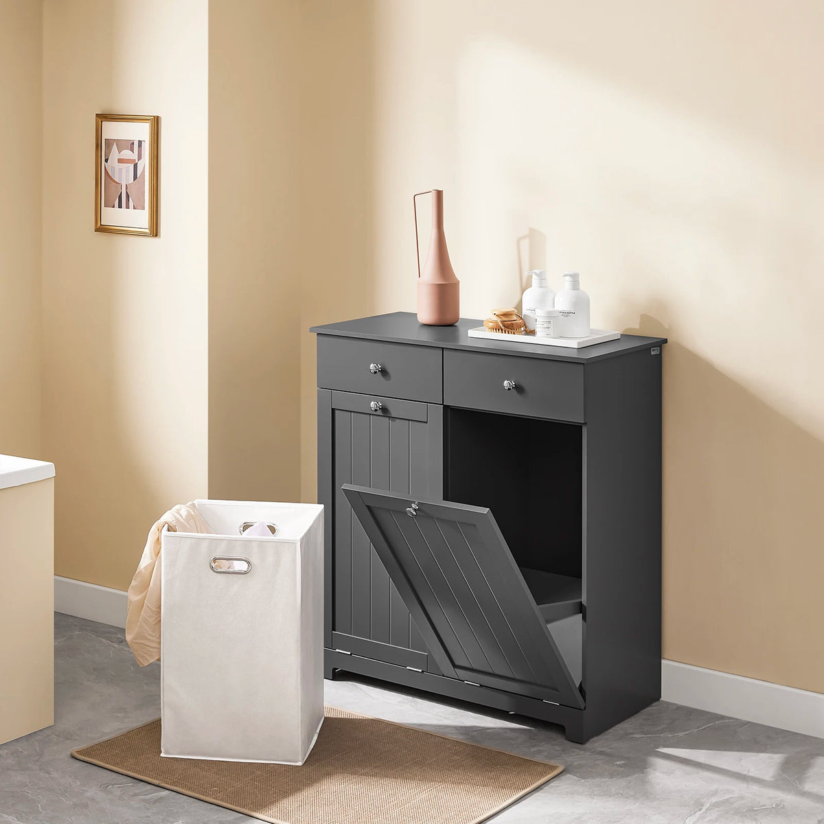 Meuble à linge moderne avec 2 tiroirs et paniers Alcovea