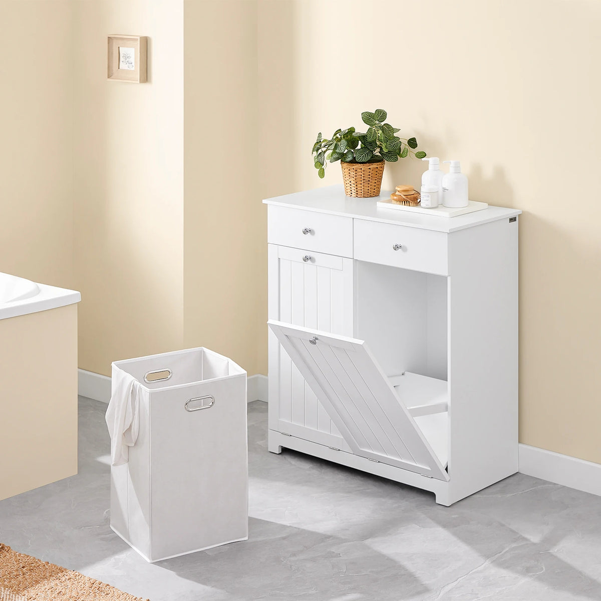 Meuble à linge moderne avec 2 tiroirs et paniers Alcovea