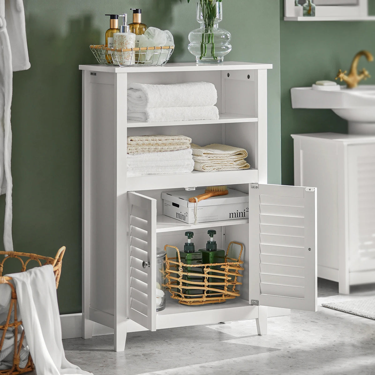 Meuble de salle de bain avec portes et tiroirs Alcovea