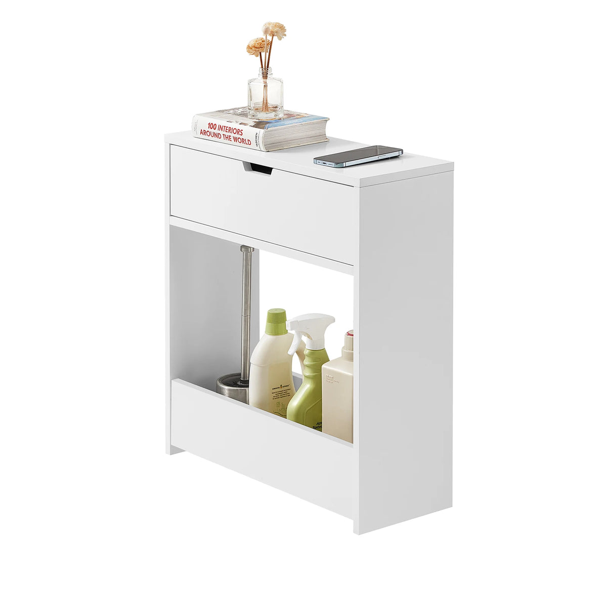 Meuble de salle de bain étroit avec étagères Alcovea