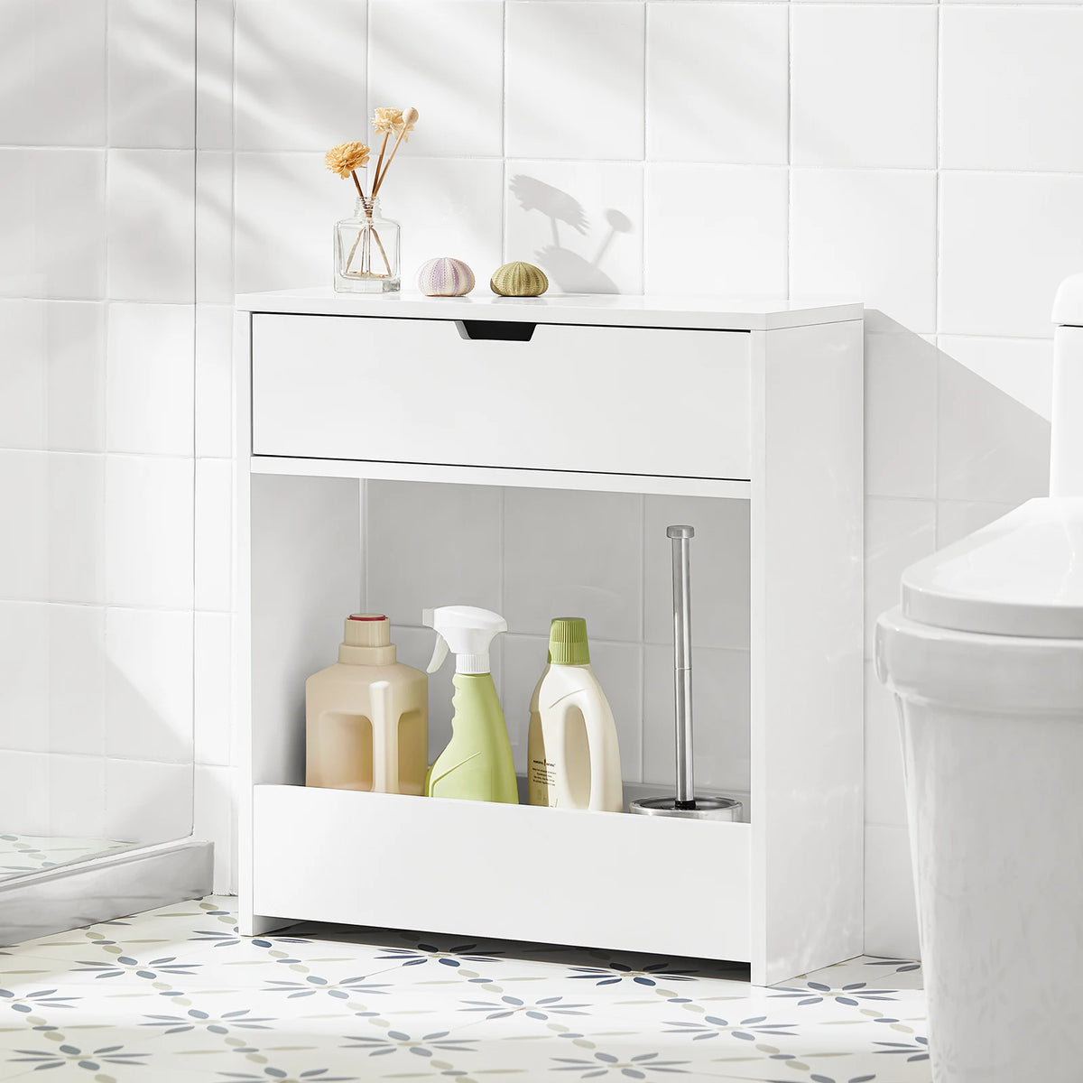 Meuble de salle de bain étroit avec étagères Alcovea