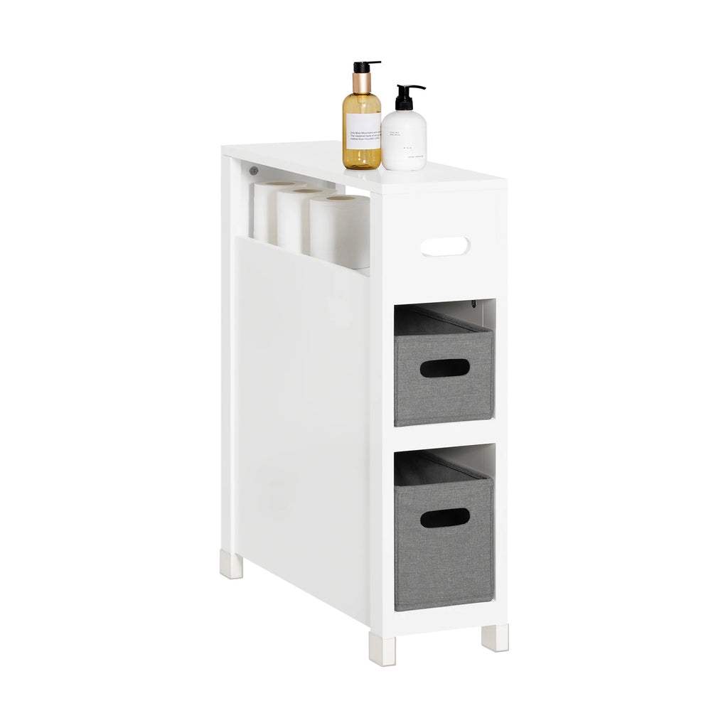 Meuble de salle de bain étroit avec étagères gris Alcovea