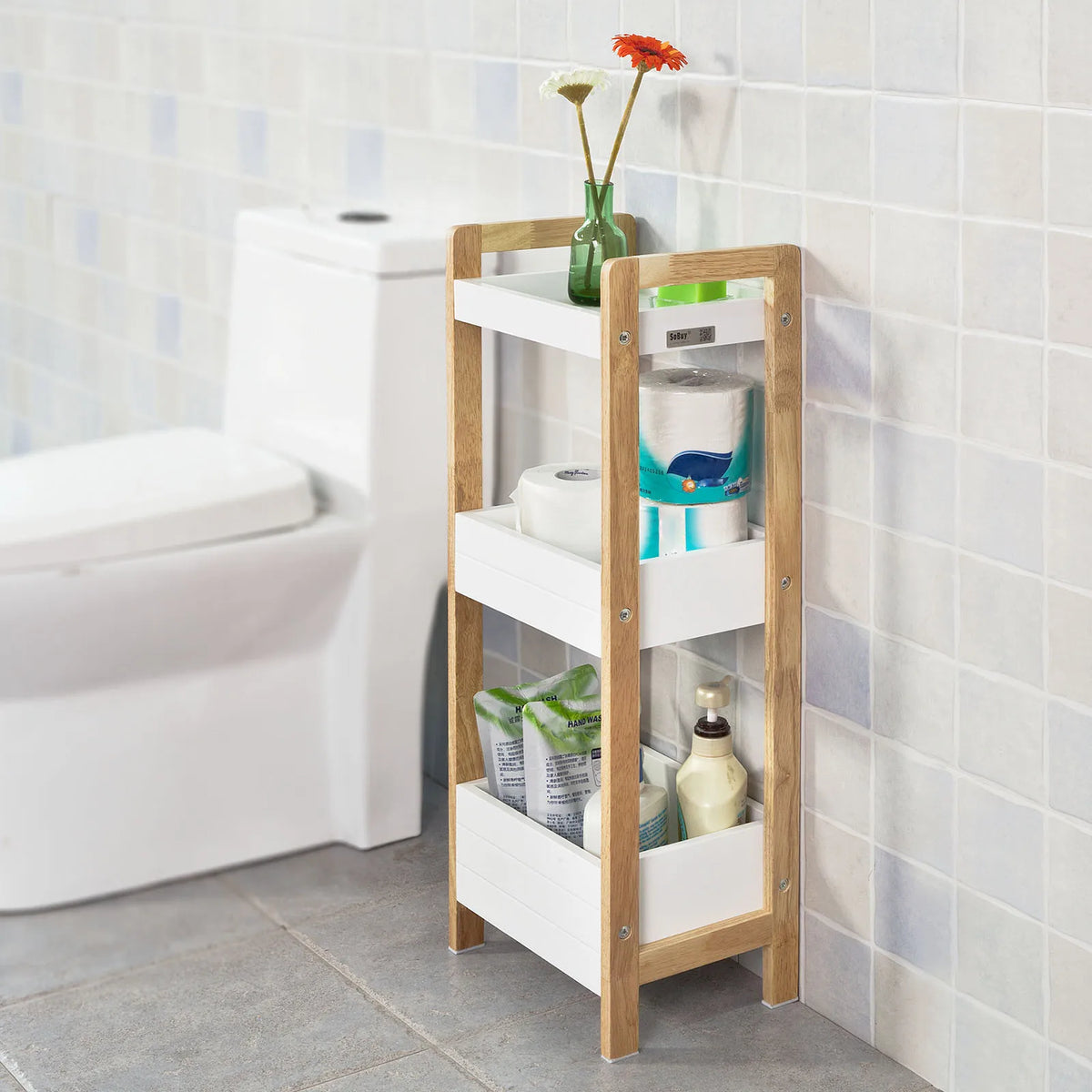 Meuble de salle de bain étroit avec tiroirs Alcovea