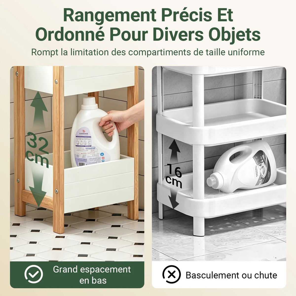 Meuble de salle de bain étroit avec tiroirs Alcovea