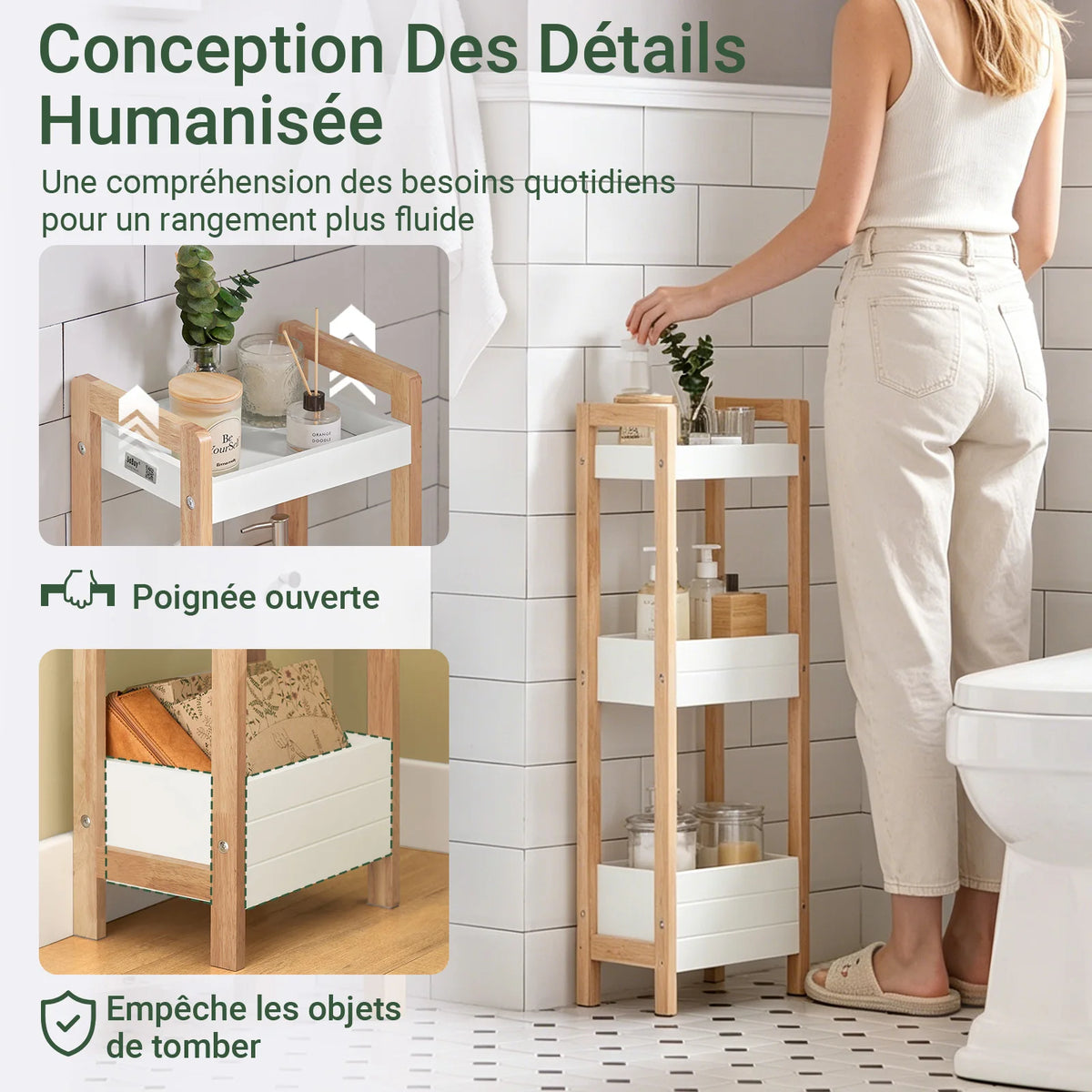 Meuble de salle de bain étroit avec tiroirs Alcovea