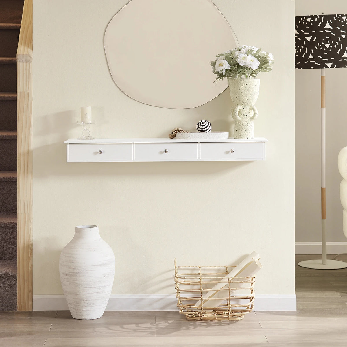Meuble de salle de bain mural avec 3 tiroirs Alcovea
