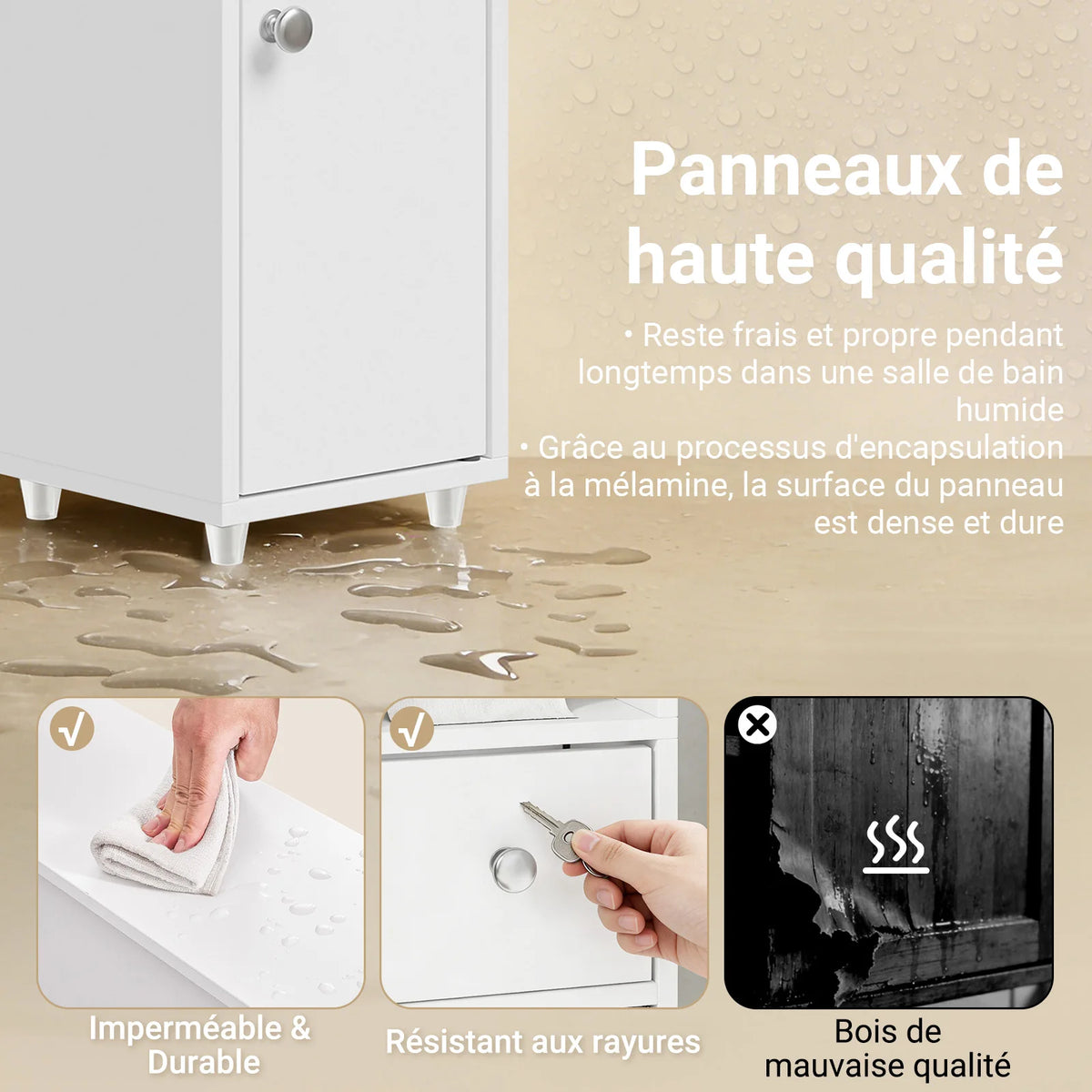 Meuble de salle de bain sur roulettes avec tiroirs Alcovea