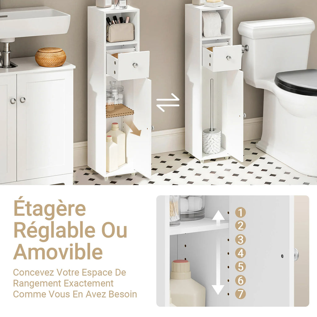 Meuble de salle de bain sur roulettes avec tiroirs Alcovea