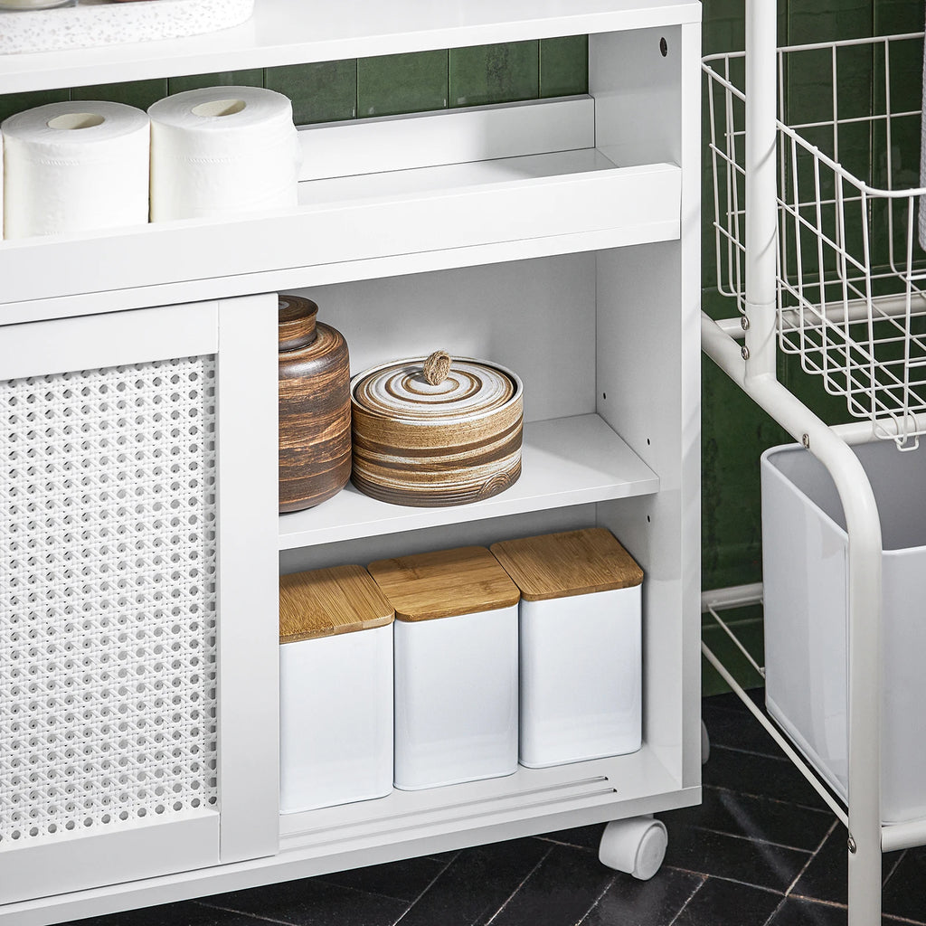 Meuble de salle de bain sur roulettes étroit Alcovea