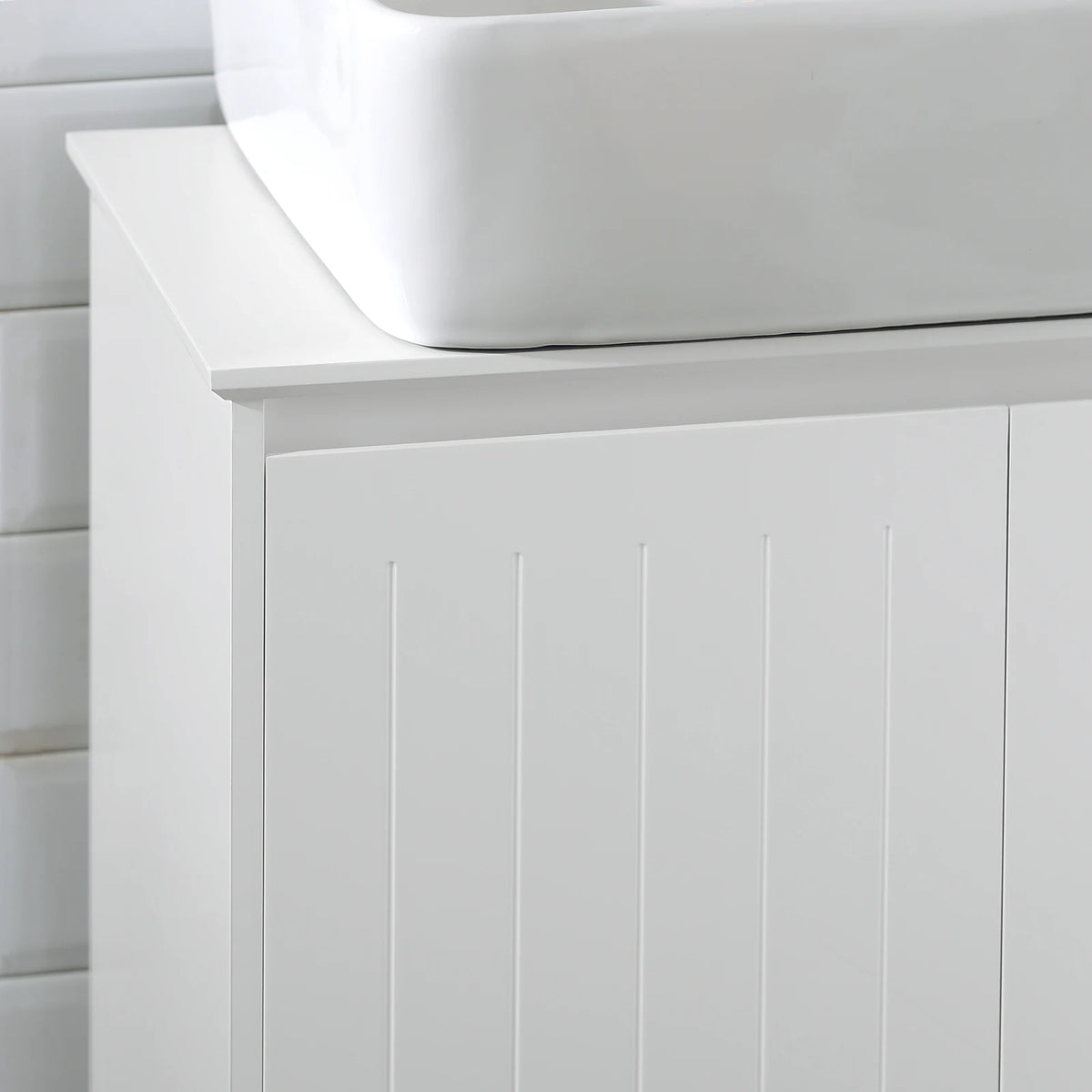 Meuble sous vasque en bois blanc Alcovea