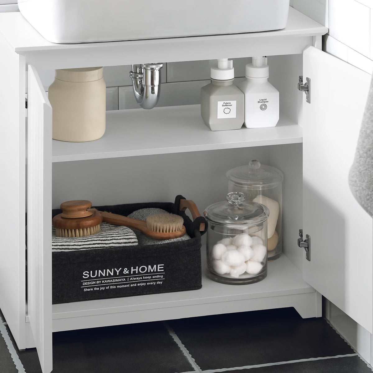 Meuble sous vasque en bois blanc Alcovea