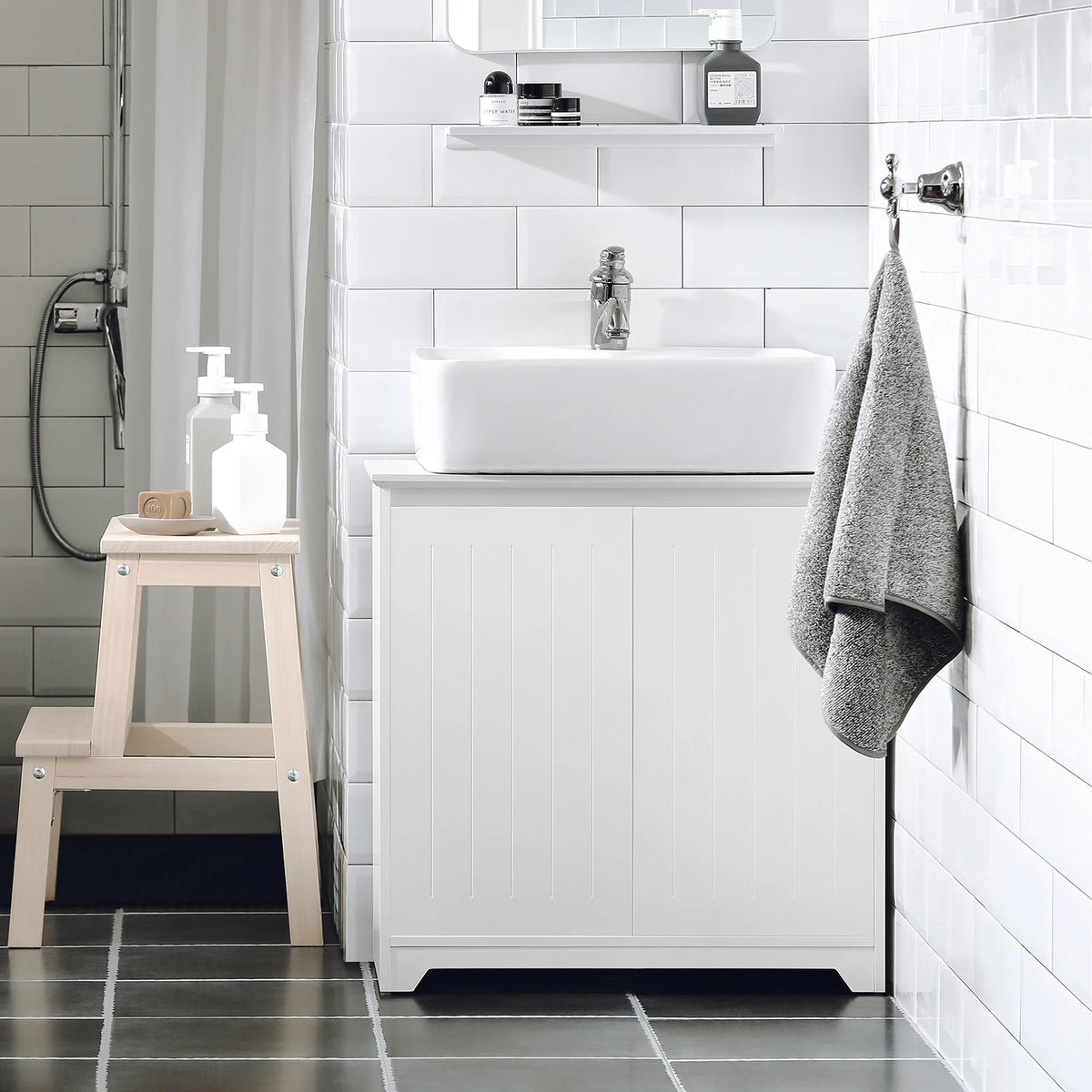 Meuble sous vasque en bois blanc Alcovea