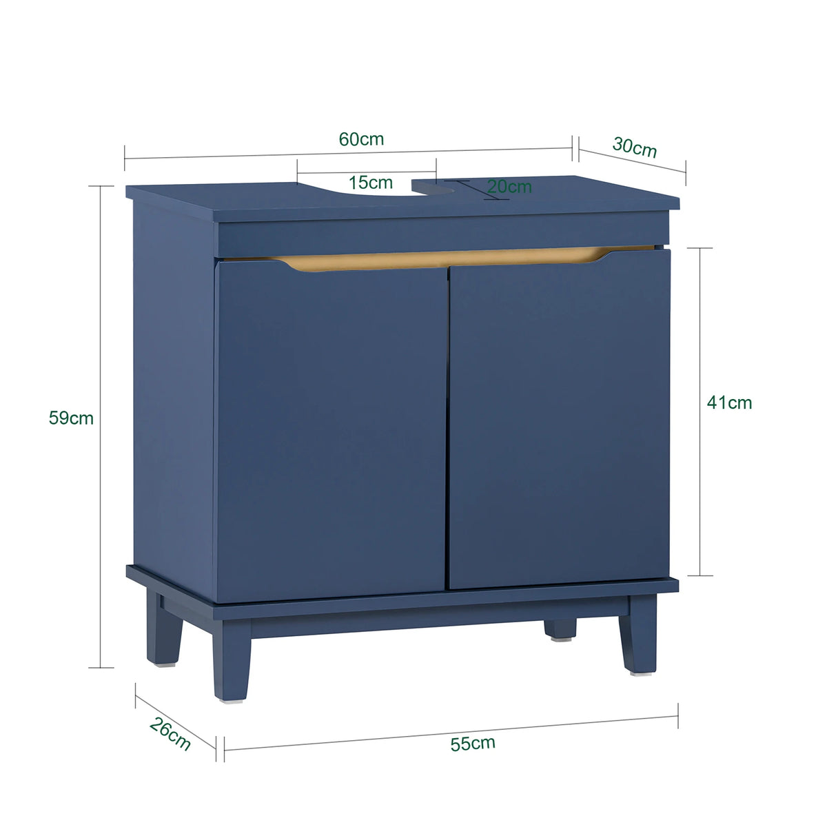 Meuble sous vasque étroit avec portes Alcovea
