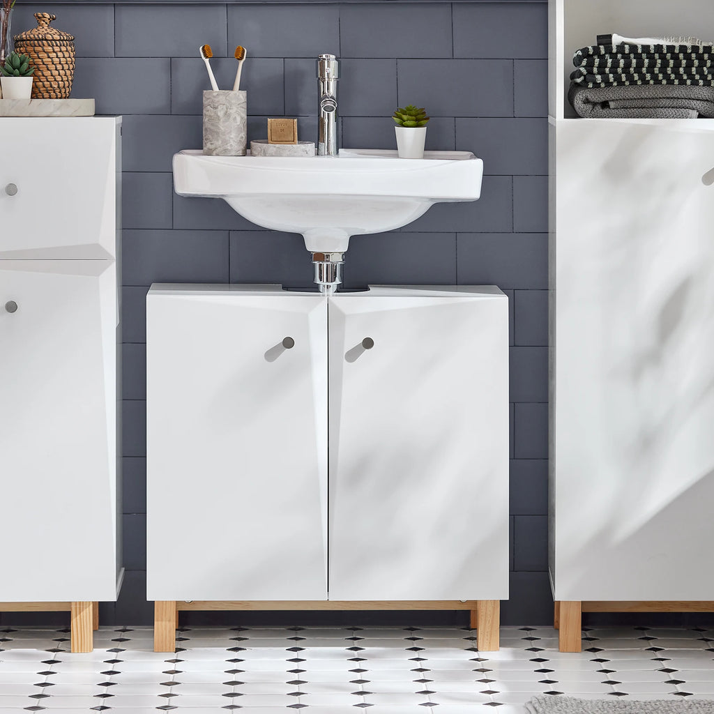 Meuble sous vasque incrusté blanc Alcovea