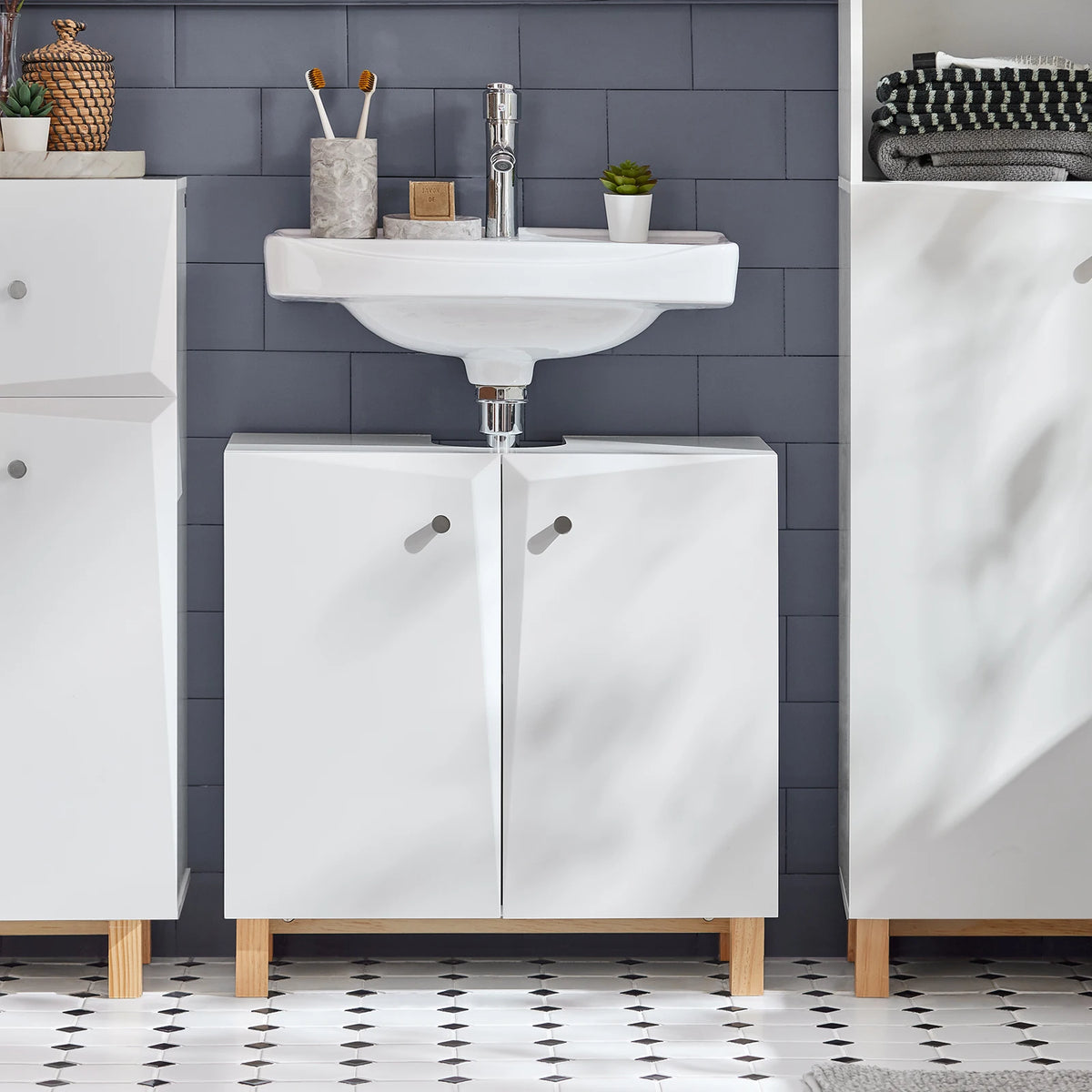Meuble sous vasque incrusté blanc Alcovea