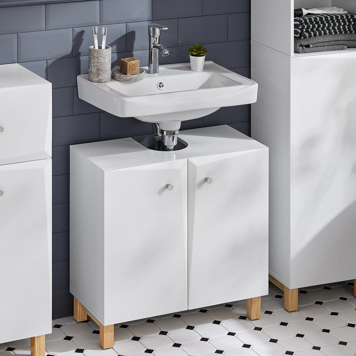 Meuble sous vasque incrusté blanc Alcovea