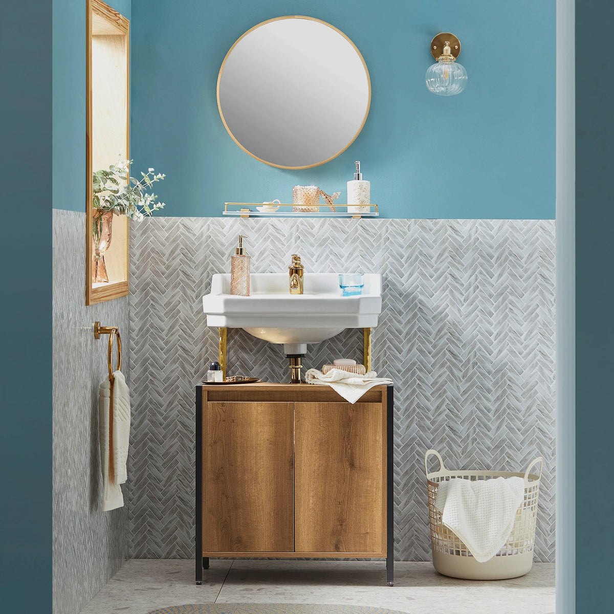 Meuble sous vasque vintage 60x60x30cm Alcovea