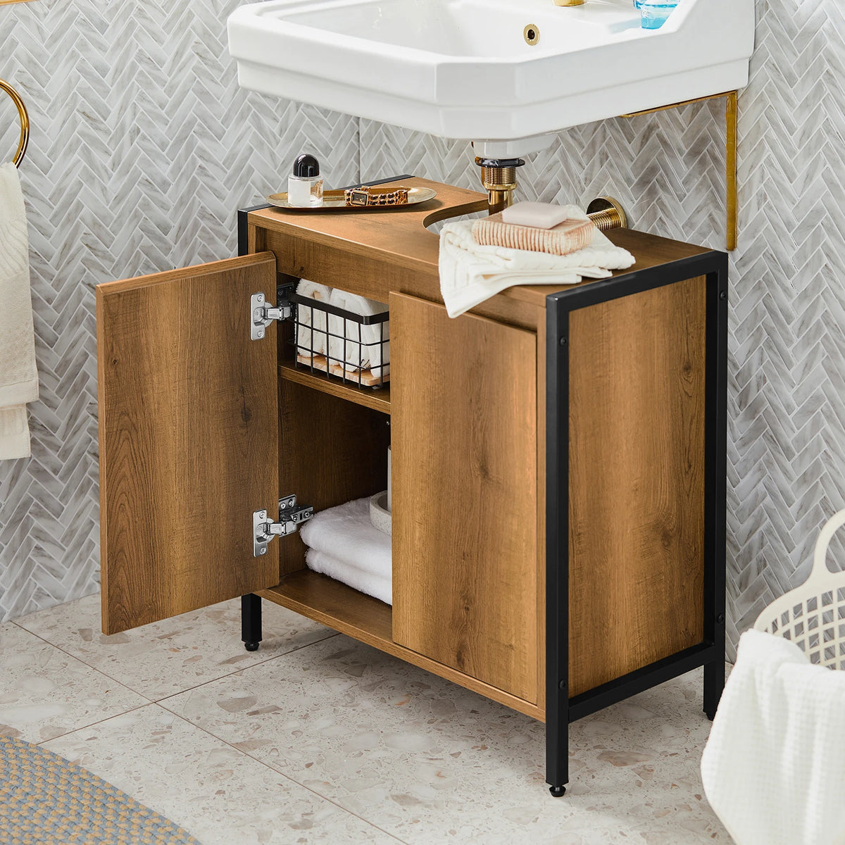 Meuble sous vasque vintage 60x60x30cm Alcovea