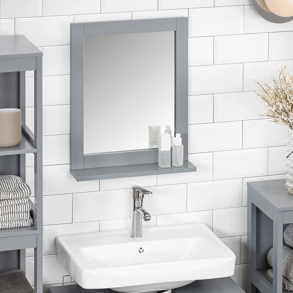 Miroir de salle de bain mural avec étagères Alcovea