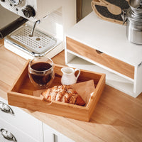 Porte-capsules de café en bambou avec 2 tiroirs Alcovea