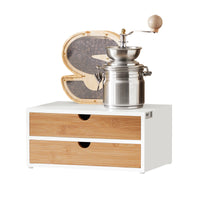 Porte-capsules de café en bambou avec 2 tiroirs Alcovea