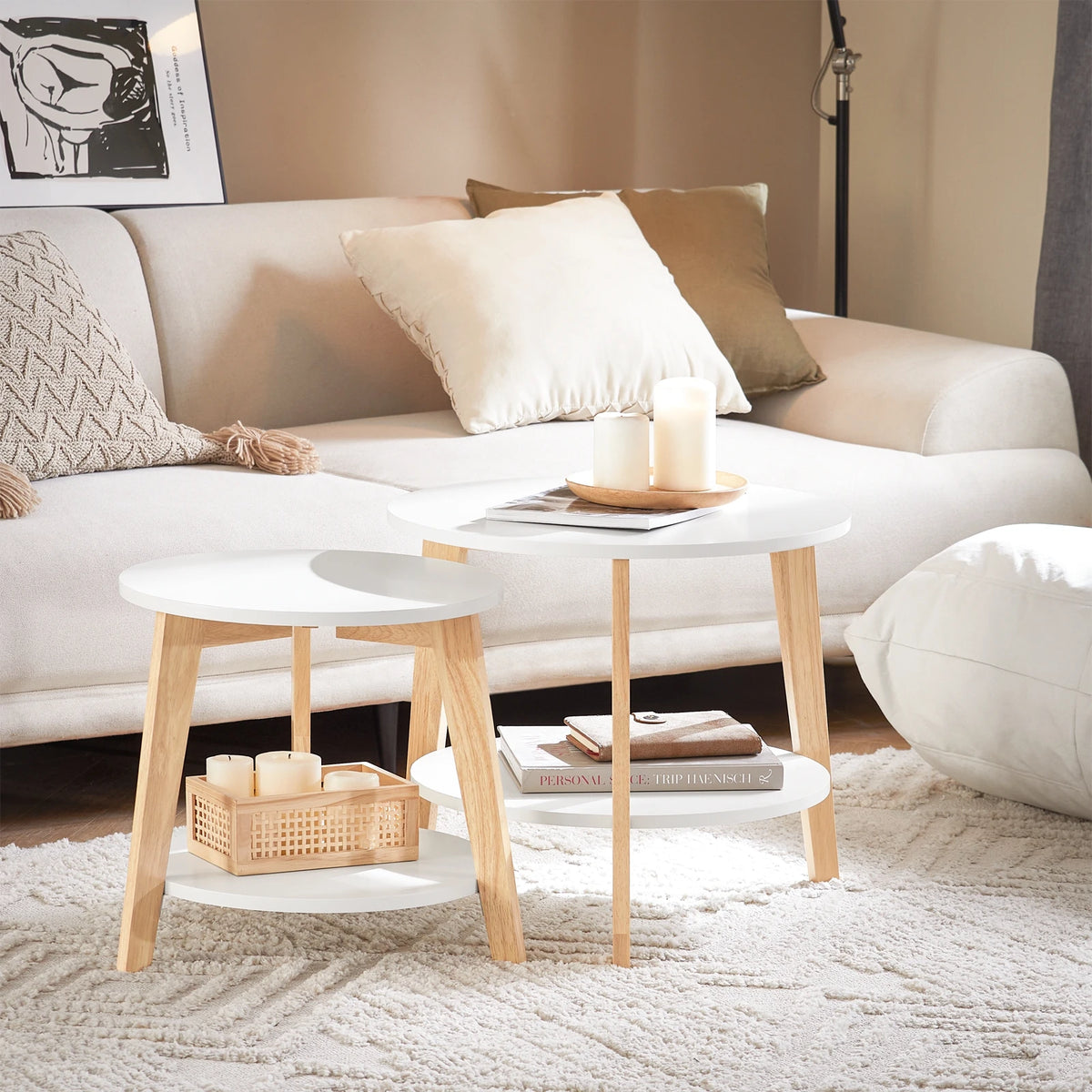 Table basse ronde avec étagères Alcovea