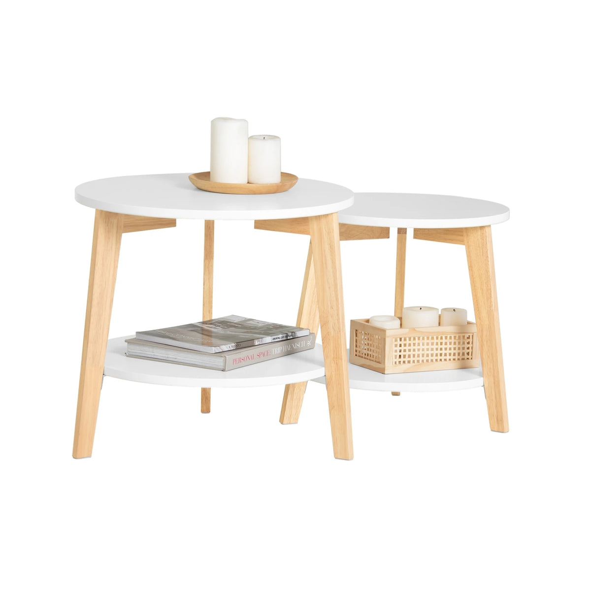 Table basse ronde avec étagères Alcovea