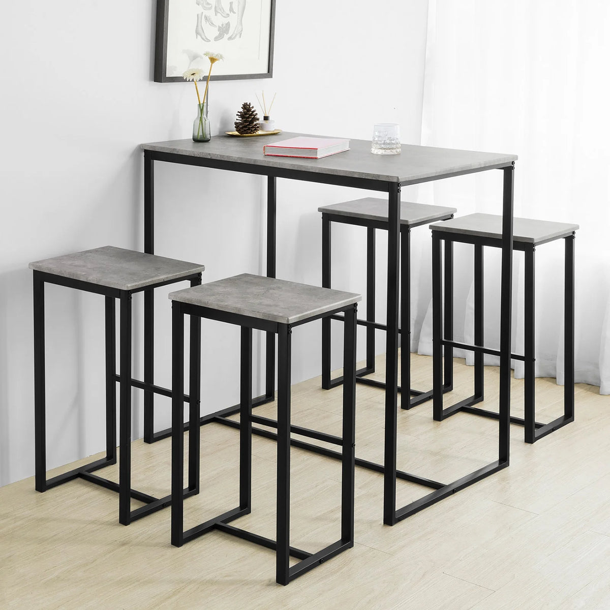 Table de bar avec 4 tabourets Alcovea