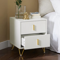 Table de chevet avec 2 tiroirs blanc 40x47x40cm Alcovea