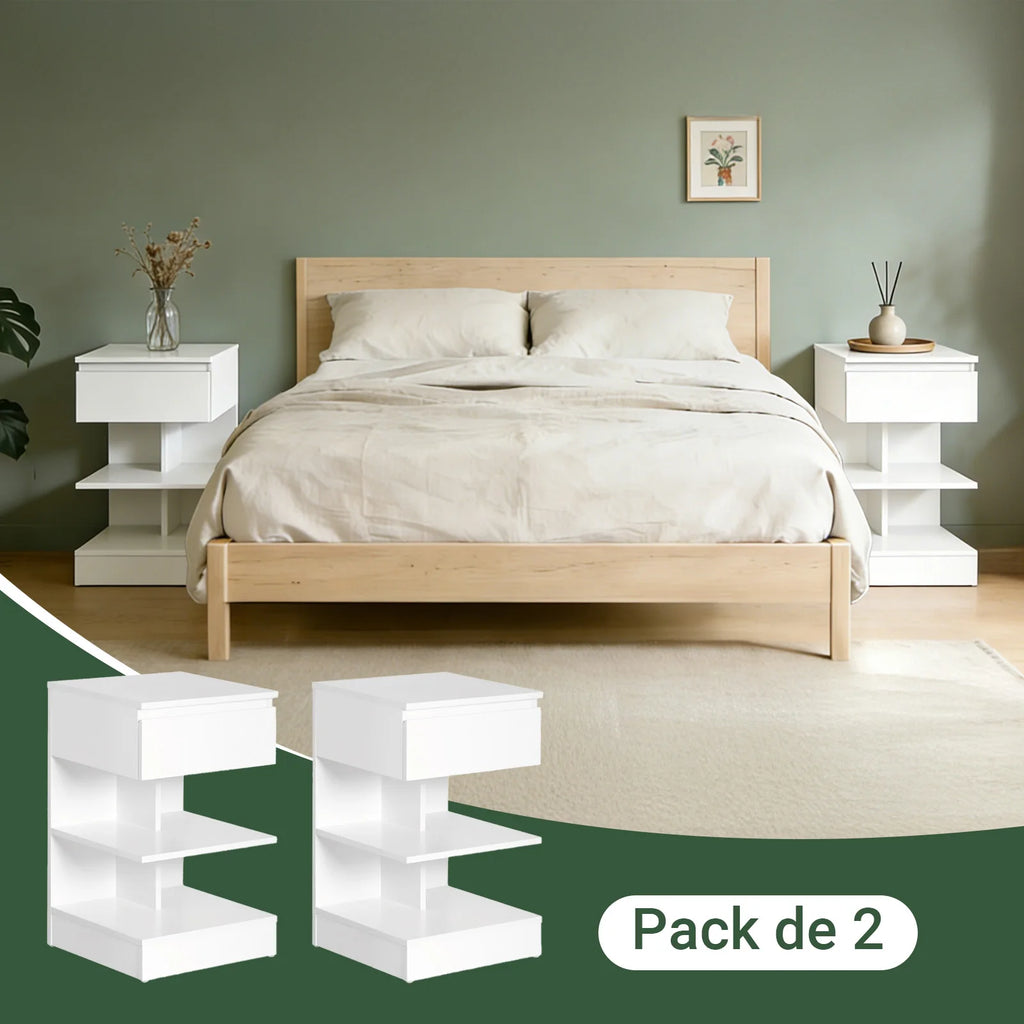 Table de chevet étroite moderne avec 1 tiroir Alcovea