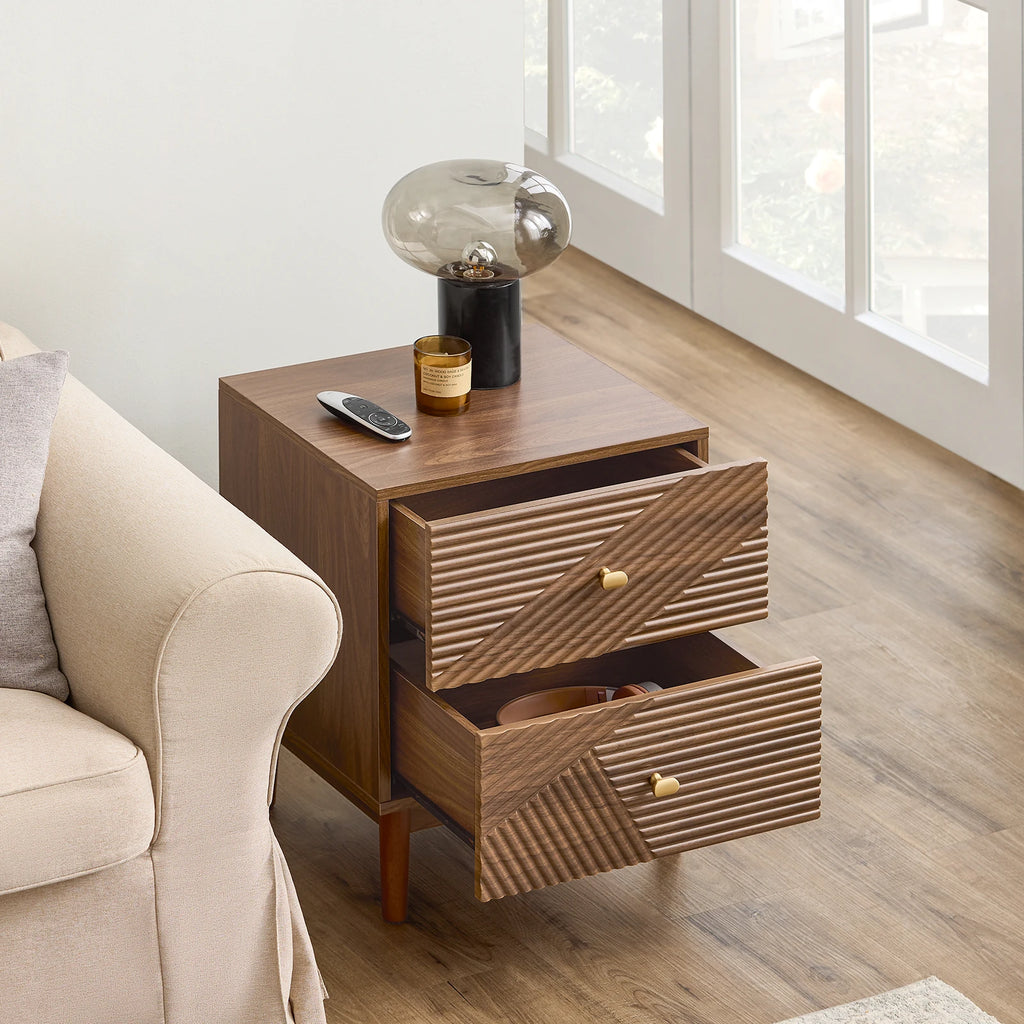 Table de chevet vintage avec 2 tiroirs Alcovea